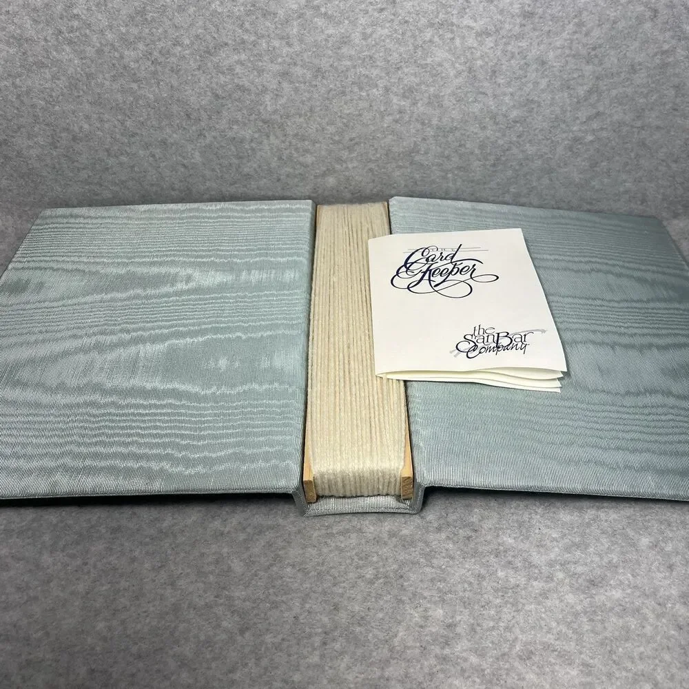 Vtg Handcrafted Greeting Card Keeper Binder Taffeta Fabric Frame Cover Organizer